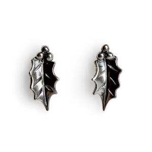 Holly Leaf Stud Earrings In Silver Default Title