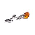 Click to view product details and reviews for Single Stem Rose Brooch In Silver And Cognac Amber Default Title.