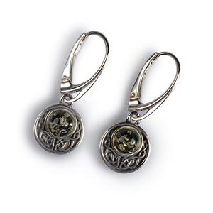 Celtic Circle Earrings In Silver And Green Amber Default Title