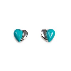 Miniature Heart Stud Earrings In Silver And Turquoise Default Title