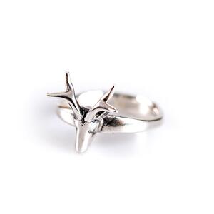 Miniature Stag Head Ring In Silver R