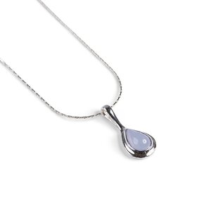 Classic Teardrop Necklace In Silver And Blue Lace Agate 22 56cm