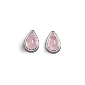 Teardrop Stud Earrings In Silver And Rose Quartz Default Title
