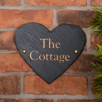 Heart Shaped Rustic Slate House Sign personalised with your name