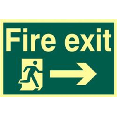 ASEC Fire Exit 200mm x 300mm PVC Self Adhesive Photo luminescent Sign - Right