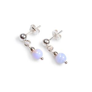 Drop Ball Earrings In Silver And Blue Lace Agate Default Title