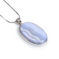 Click to view product details and reviews for Large Oval Statement Necklace In Silver And Blue Lace Agate 16 42cm.
