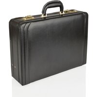 Woodland Leather Genuine Bonded Leather Expanding Attache Case - Black