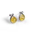 Click to view product details and reviews for Sealed With A Kiss Stud Earrings In Silver And Yellow Amber Default Title.