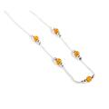 Click to view product details and reviews for Delicate 5 Stone Necklace In Silver And Amber Cognac.