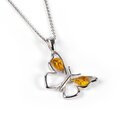 Click to view product details and reviews for Small Butterfly Necklace In Silver Yellow Amber 18 455cm.