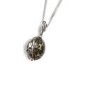Click to view product details and reviews for Green Amber Oval Necklace In Silver 16 42cm.