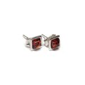 Click to view product details and reviews for Square Stud Earrings In Silver And Cognac Amber Default Title.