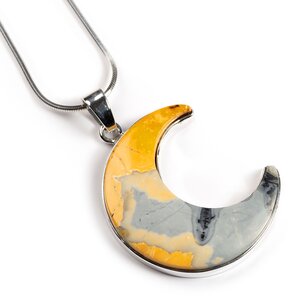 Maligano Jasper Crescent Moon Necklace Natural Designer Gemstone 16 42cm
