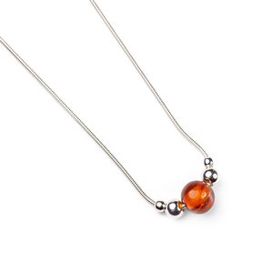 Delicate Single Stone Necklace In Silver And Amber Default Title