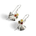 Click to view product details and reviews for Ginkgo Flower Hook Earrings In Silver And Amber Default Title.