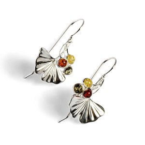 Ginkgo Flower Hook Earrings In Silver And Amber Default Title