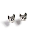 Click to view product details and reviews for Fox Head Stud Earrings In Silver Default Title.