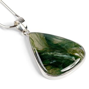 Beautiful Moss Agate Necklace Natural Designer Gemstone 16 42cm