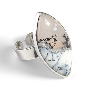 Dendritic Opal Adjustable Statement Ring Natural Designer Gemstone Default Title