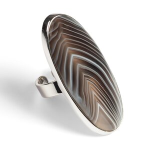 Botswana Agate Adjustable Statement Ring Natural Designer Gemstone Default Title