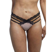 Playful Promises WWL779 Wolf & Whistle Danica Fishnet and Lace Open Back Brief WWL779 Peach/Black WWL779 Peach/Black