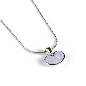 Heart Necklace In Silver And Blue Lace Agate 20 51cm
