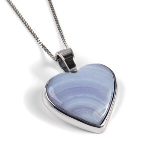 Heart Shaped Blue Lace Agate Gemstone Necklace Natural Designer Gemstone 16 42cm