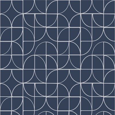 Symmetry Geometric Shapes Wallpaper Navy / Silver Rasch 310108