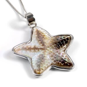 Mother Of Pearl Starfish Necklace Natural Designer Gemstone 16 42cm