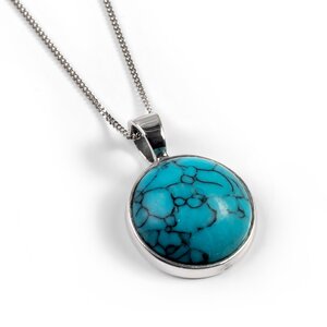 Turquoise Blue Magnesite Necklace Natural Designer Gemstone 16 42cm