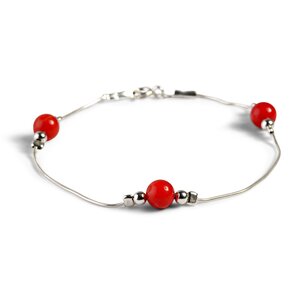 Bead Bracelet In Silver And Coral Default Title