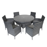 Garden Outdoor 6 Piece Rattan Dining Set Grey