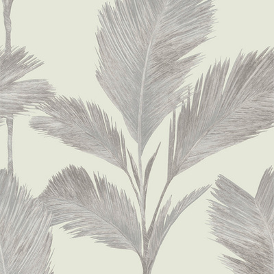 Alessia Leaf Vinyl Wallpaper Silver / Off White Belgravia 211