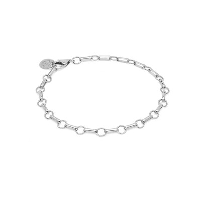 Bar & Ring Chain Bracelet - Silver
