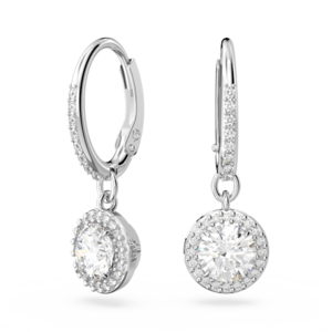 Swarovski Constella Drop Earrings Round Cut Pav233 White Rhodium Plated 5636270