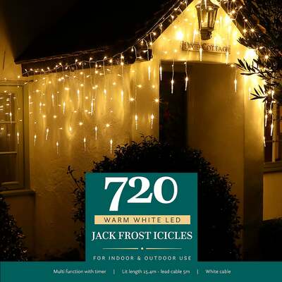 Noma Christmas Warm White Multifunction Jack Frost Icicles With Clear Cable 120, 360, 720, 720 Bulbs