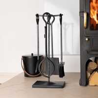 Blackthorn Fireside Companion Set With Poker Tongs Coal Shovel Brush Tool Stand