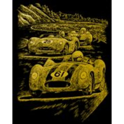 Racing Cars Gold Foil Regular Size Engraving Art Scraperfoil