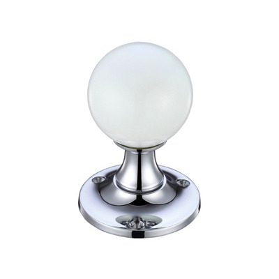 Zoo Hardware Fulton & Bray White Glass Ball Mortice Door Knobs, Polished Chrome - FB400CPWH (sold in pairs) POLISHED CHROME