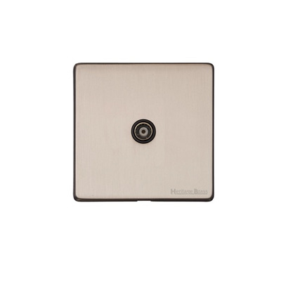 M Marcus Electrical Vintage 1 Gang TV/Coaxial Sockets (Non-Isolated OR Isolated), Satin Nickel - X05.121.BK SATIN NICKEL - NON-ISOLATED TV COAXIAL