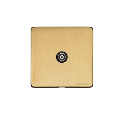 M Marcus Electrical Vintage 1 Gang TV/Coaxial Sockets (Non-Isolated OR Isolated), Satin Brass - X44.121.BK SATIN BRASS - NON-ISOLATED TV COAXIAL