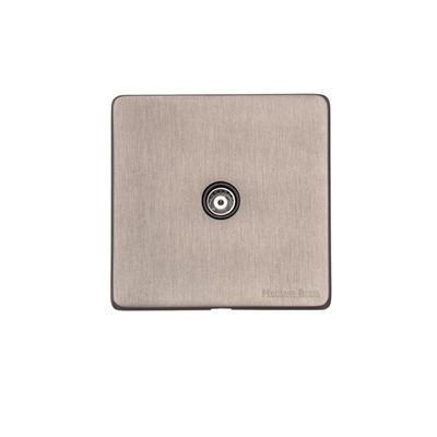 M Marcus Electrical Vintage  1 Gang TV/Coaxial Sockets (Non-Isolated OR Isolated), Aged Pewter - XAP.121.BK AGED PEWTER - NON-ISOLATED TV COAXIAL
