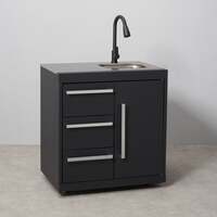 Draco Grills Fusion Outdoor Kitchen Black Sink and 3 Drawer Cabinet with Sintered Stone Top, End April 2024