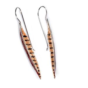 Handpainted Pheasant Bird Feather Hook Earrings Default Title