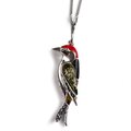Click to view product details and reviews for Small Woodpecker Bird Necklace In Silver Coral And Amber 16 42cm.
