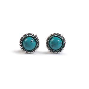 Rope Edge Stud Earrings In Silver And Turquoise Default Title