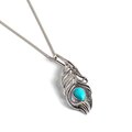 Click to view product details and reviews for Peacock Feather Necklace In Silver And Turquoise 16 42cm.