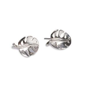 Split Leaf Palm Stud Earrings In Silver Default Title
