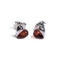 Click to view product details and reviews for Miniature Heart Stud Earrings In Silver And Amber Default Title.